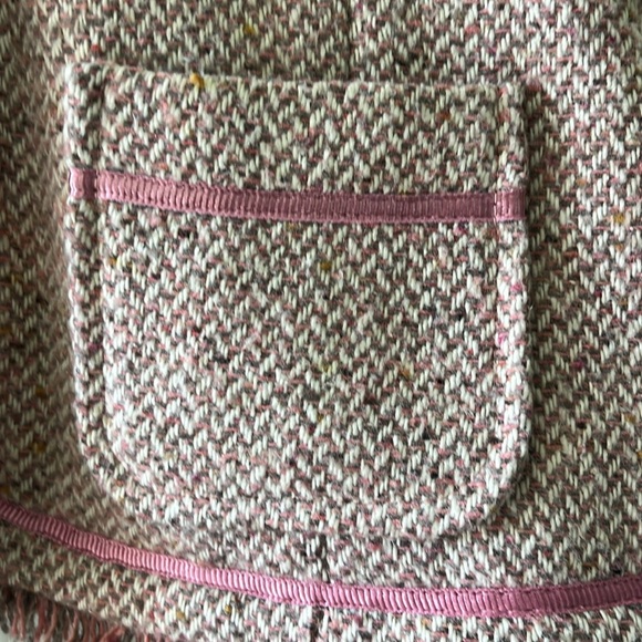 Old Navy Tweed women’s size Small Blazer Pink w/ grey, cream, taupe fabric - Picture 3 of 13